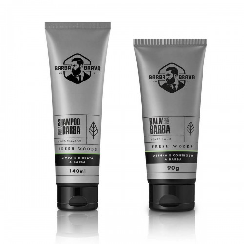 Kit Shampoo + Balm para Barba Fresh Woods BARBA BRAVA