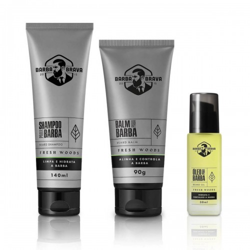 Kit Shampoo + Balm + Óleo Fresh Woods Barba Brava