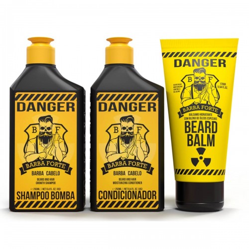 Kit para Barba Shampoo + Condicionador + Beard Balm Danger Barba Forte