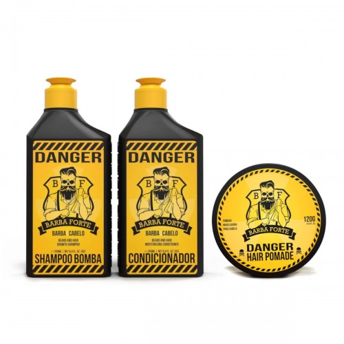 Kit Danger Shampoo + Condicionador + Pomada Capilar Barba Forte