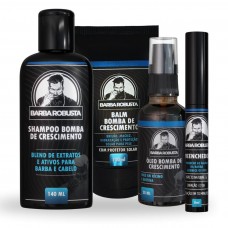 Kit Para Barba - Shampoo + Balm + Óleo + Preenchedor de Falhas Barba Robusta