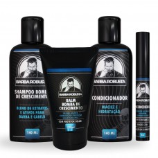 Kit Para Barba - Shampoo + Condicionador + Balm + Preenchedor de Falhas - Barba Robusta	