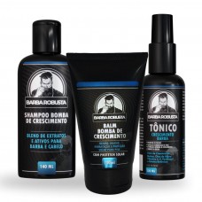 Kit Para Barba - Shampoo + Balm + Tônico para Crescer Barba - Barba Robusta