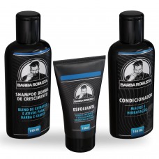 Kit Para Barba - Shampoo + Condicionador + Esfoliante - Barba Robusta