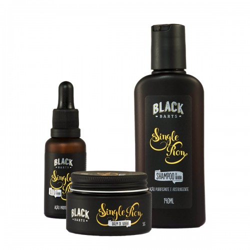 Kit para Barba - Shampoo + Balm + Óleo Single Ron Black Barts