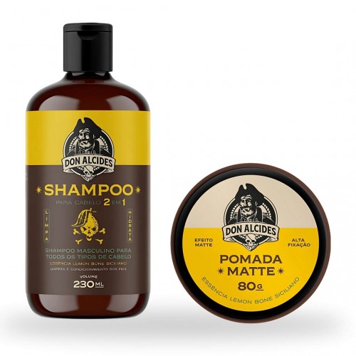 Kit Shampoo 2 Em 1 + Pomada Don Alcides Lemon Bone