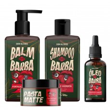 Kit para Barba - Shampoo + Balm + Óleo de Barba e Pomada Cabelo Don Alcides Guaraná