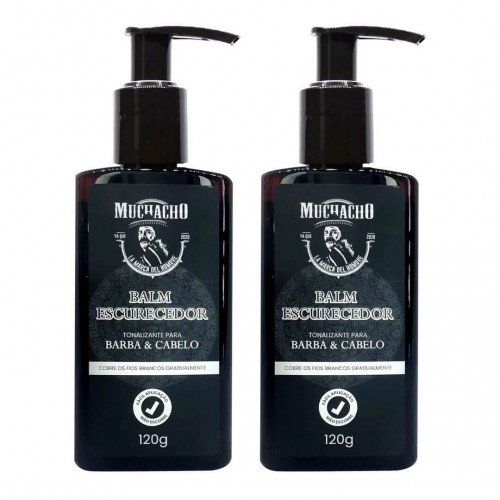 Balm Escurecedor Tonalizante de Barba e Cabelo Muchacho 120ml - Com pente aplicador - Kit 2 Un