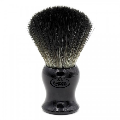 Pincel De Barbear Omega Fibras Sintéticas Hi-Brush Black 96902 Efeito Texugo