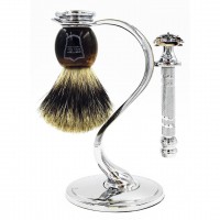 Kit de Barbear Parker 66R - Aparelho de Barbear + Pincel Texugo + Suporte