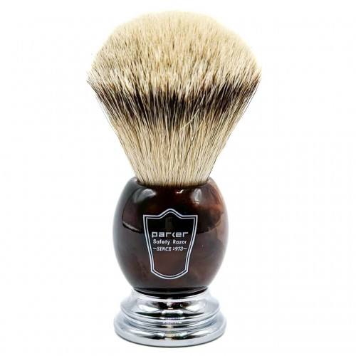 Pincel De Barbear Parker Texugo Silvertip HHST Com Suporte