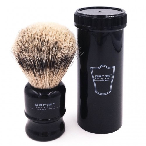 Pincel De Barbear Parker Texugo Silvertip TRAVBHST para Viagem