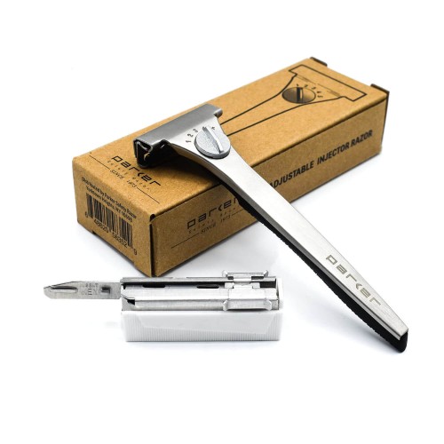 Aparelho De Barbear - Razor Parker Ajustável Injector Single Edge com Refil de 20 Lâminas Incluso