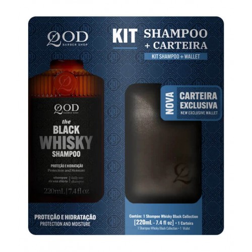 Kit Shampoo Whiskey 220ml + Carteira Qod Barber Shop