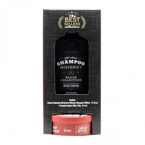 Kit Shampoo Whiskey 220ml e Pomada Killer Alta Fixação 70g QOD Barber Shop