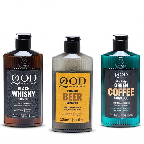 Shampoo Qod Barber Shop 220ml Kit Whiskey Beer Café