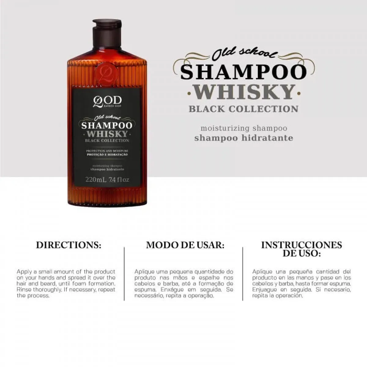 Shampoo para Barba e Cabelo QOD Proteção e Hidratação Old School