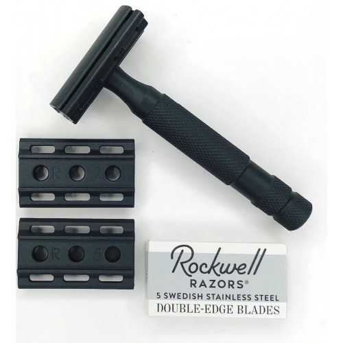 Aparelho De Barbear - Safety Razor Rockwell 6S Matte Black Aço Inoxidável 