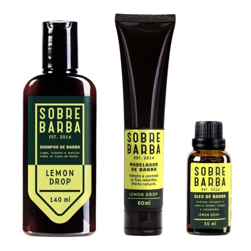 Kit Sobrebarba - Shampoo + Modelador + Óleo de Barba Lemon Drop